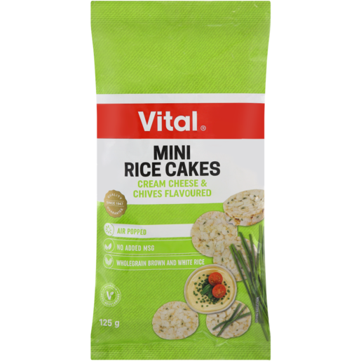 Vital Cream Cheese & Chives Flavoured Mini Rice Cakes Bag 125g
