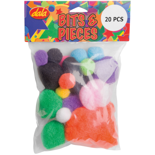 Bits & Pieces Pom Poms 20 Pack (Colour May Vary)