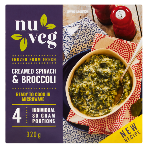 Nuveg Frozen Creamed Spinach & Broccoli 320g