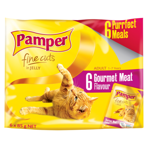Pamper Gourmet Meat Flavour Cat Food Pouches 6 x 85g