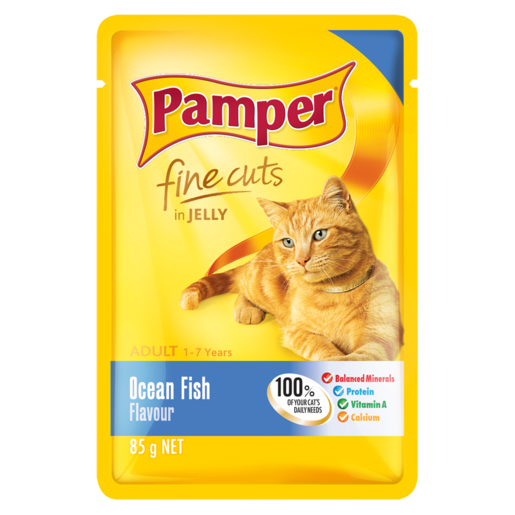 Pamper Ocean Fish Flavoured Cat Food Pouches 6 x 85g