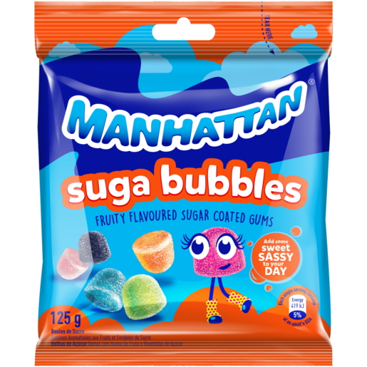 Manhattan Fruity Flavoured Suga Bubbles 125g