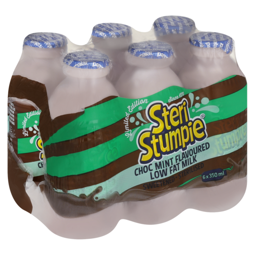 Steri Stumpie Limited Edition Chocolate Mint Flavoured Low Fat Milk 6 x 350ml Bottles