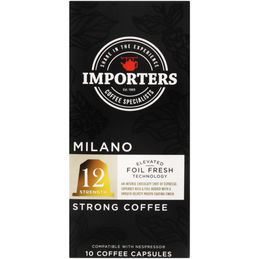 Importers Milano 12 Strength Strong Coffee Capsules 10 Pack