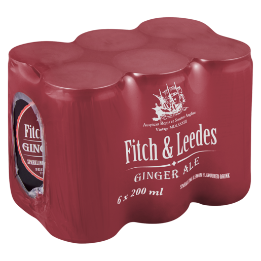 Fitch & Leedes Ginger Ale Flavoured Sparkling Drink Cans 6 x 200ml