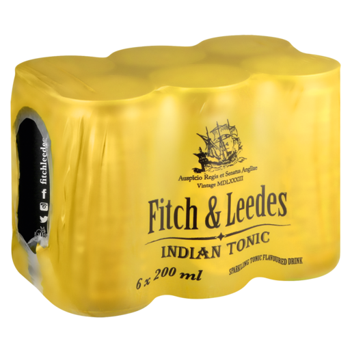 Fitch & Leedes Indian Tonic Flavoured Sparkling Drink Cans 6 x 200ml
