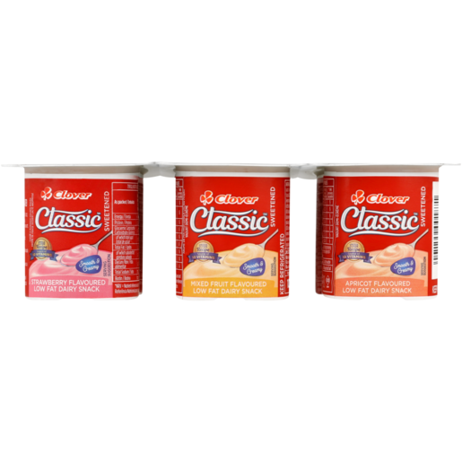 Clover Classic Assorted Low Fat Flavoured Dairy Snack 6 x 100g 