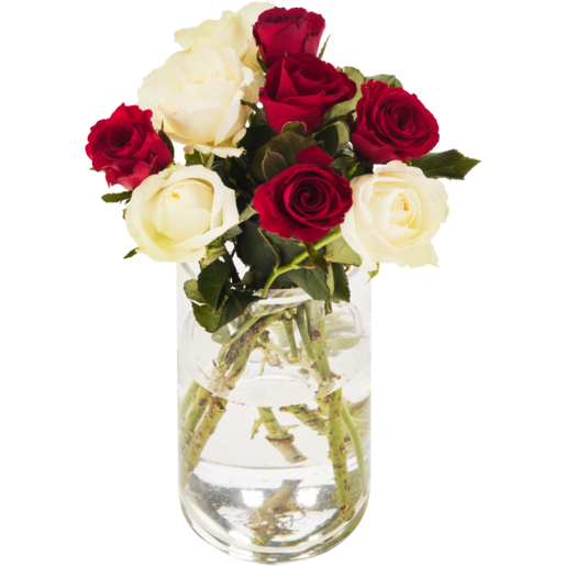 Red & White Rose Bouquet (Vase Not Included)