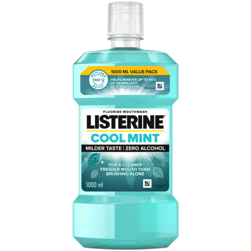 Listerine Cool Mint Zero Alcohol Mouthwash 1L, Mouthwash, Oral Care, Health & Beauty