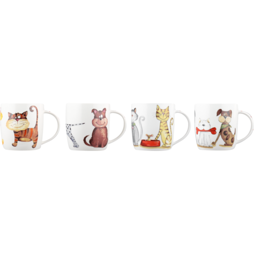 Cats & Dogs Coffee Mug Set 4 Pack (Colour May Vary)