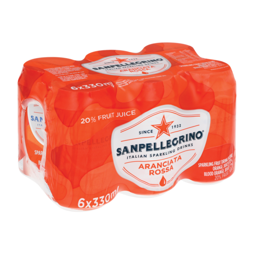Sanpellegrino Aranciata Rossa Orange Flavoured Sparkling Fruit Drink 6 x 330ml