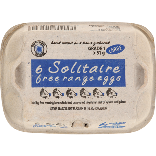 Solitaire Large Free Range Eggs 6 Pack