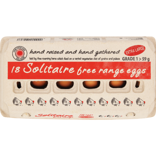 Solitaire Extra Large Free Range Eggs 18 Pack