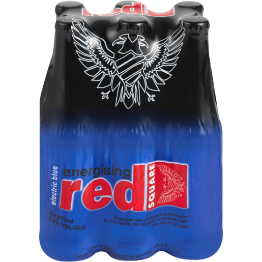 Red Square Energising Electric Blue Spirit Cooler Bottles 6 x 275ml