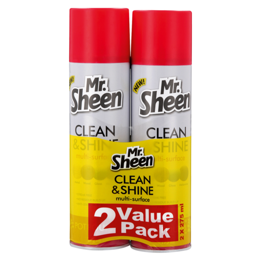 Mr. Sheen Clean & Shine Multi-Surface Furniture Polish 2 x 275ml