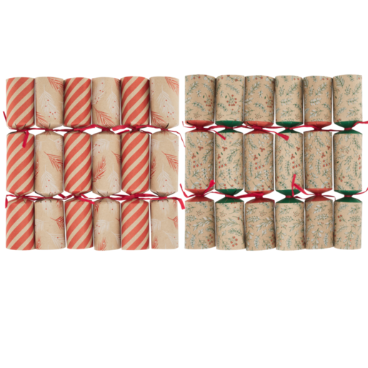Kraft Christmas Crackers 6 Pack (Design May Vary)