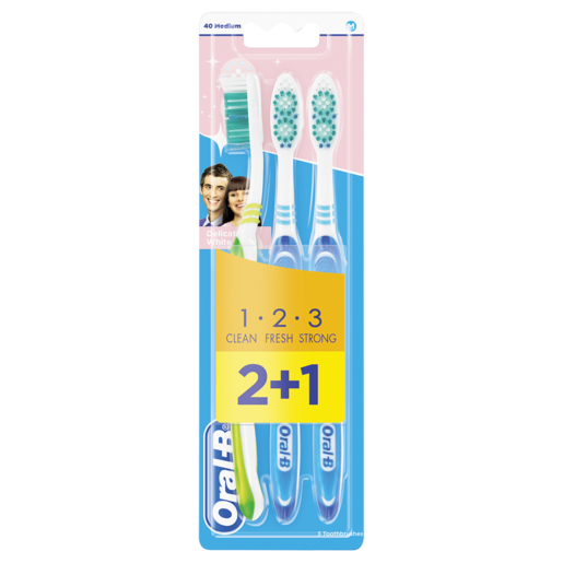 Oral-B Delicate White Medium 2 + 1 Toothbrush Pack
