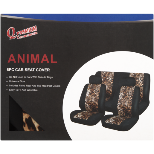 Q Premium Animal Car Seat Covers 6 Piece (Colour May Vary)