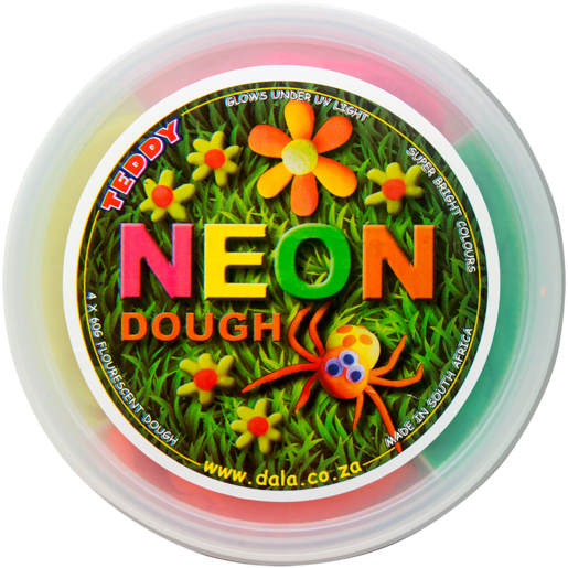 Teddy Neon Dough Bucket 4 x 60g