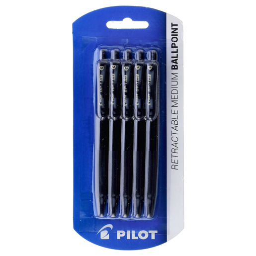 Pilot Medium Black Ballpoint Pen 5 Pack