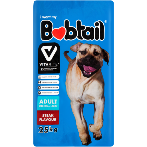 Bobtail Medium/Large Adult Steak Flavoured Dog Food 25kg