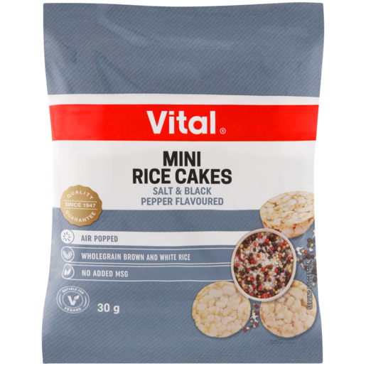 Vital Salt & Black Pepper Flavoured Mini Rice Cakes Bag 30g