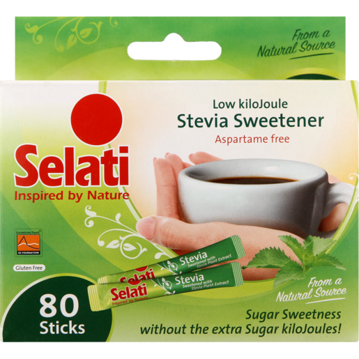 Selati Low Kilojule Stevia Sweetener Sticks 80 Pack
