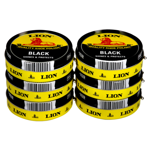 Lion Quality Shoe Polish Black Shines & Protects 6 x 200ml