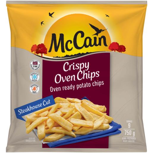 McCain Frozen Steakhouse Cut Crispy Oven Potato Chips 750g
