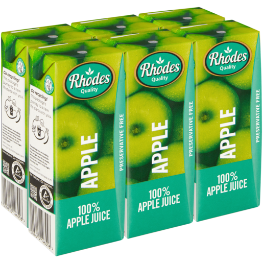 Rhodes Quality 100% Apple Juice Boxes 6 x 200ml