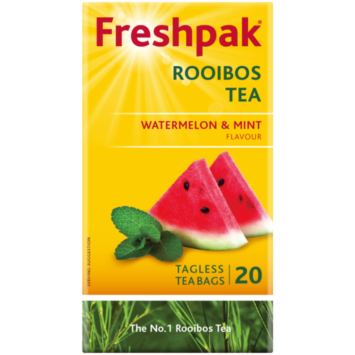Freshpak Watermelon & Mint Flavoured Rooibos Tagless Teabags 20 Pack