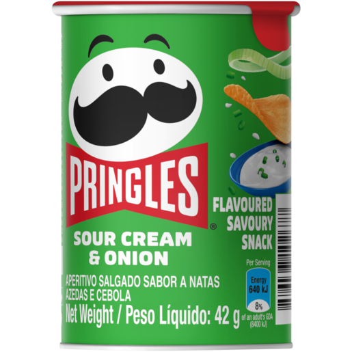 Pringles Sour Cream & Onion Flavoured Canned Chips 42g, Small Bag Chips, Chips, Snacks & Popcorn, Food Cupboard, Food