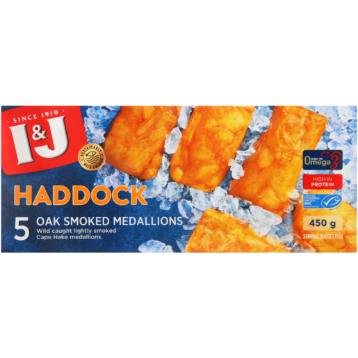 I&J Frozen Oak Smoked Haddock Medallions 450g