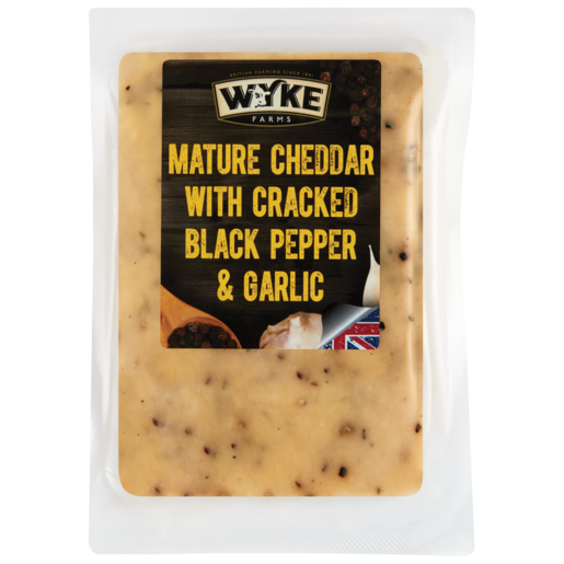 Wyke Farms Mature Cheddar With Cracked Black Pepper & Garlic 180g