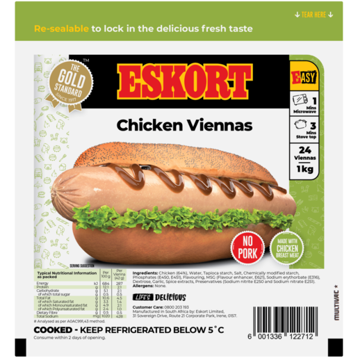 Eskort Chicken Viennas 1kg
