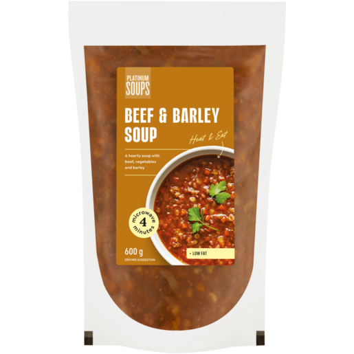 Platinum Soups Heat & Eat Beef & Barley Soup 600g 