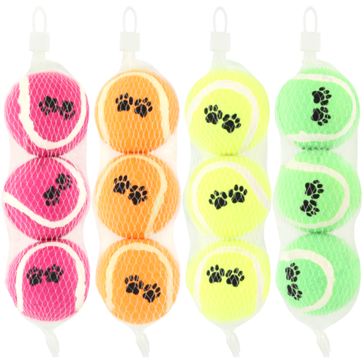 Petshop Tennis Balls Dog Toy 3 Pack (Colour May Vary)