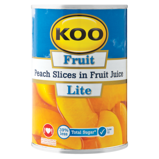 KOO Lite Peach Slices In Fruit Juice Can 410g
