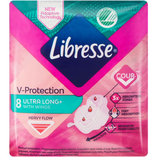Libresse Freshness & Protection Ultra Long Heavy Sanitary Pads With Wings 8 Pack