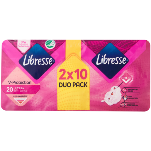 Libresse Freshness & Protection Ultra Duo Regular Sanitary Pads With Wings 2 x 10 Pack