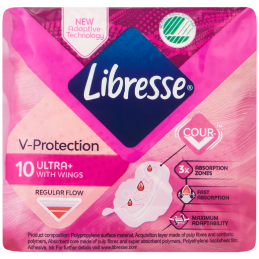 Libresse Freshness & Protection Ultra Regular Sanitary Pads With Wings 10 Pack