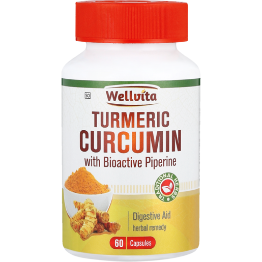 Wellvita Turmeric Curcumin with Bioactive Piperine Capsules 60 Pack