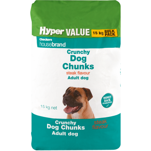 Hyper Value Checkers Housebrand Steak Flavour Crunchy Dog Chunks 15kg