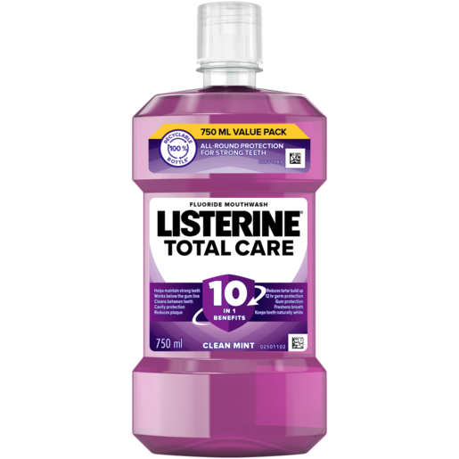 Listerine Total Care Clean Mint Fluoride Mouthwash 750ml