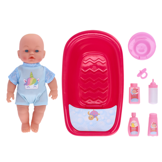 Baby Cutie Drink & Wet Baby Doll with Bath Set 8 Piece
