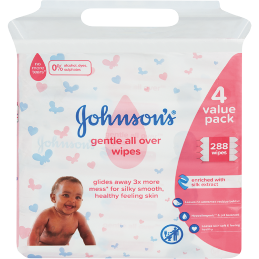 Johnson's Value Pack Gentle All Over Baby Wipes 288 Pack