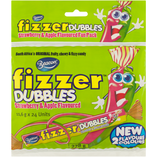 Fizzer Dubbles Strawberry & Apple Flavoured Sweets 24 Pack