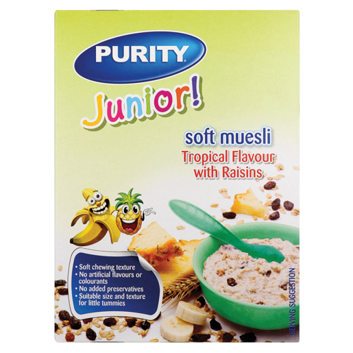 PURITY Junior Tropical Flavoured Soft Muesli With Raisins 350g