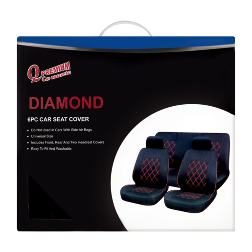 Q Premium Diamond Car Seat Cover Set 6 Piece