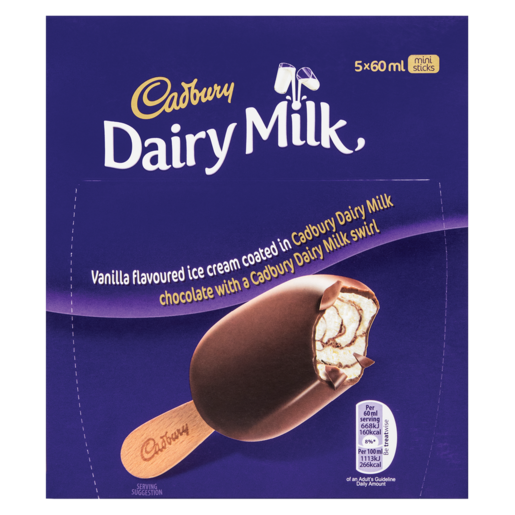 Cadbury Dairy Milk Mini Ice Cream Sticks 5 x 60ml